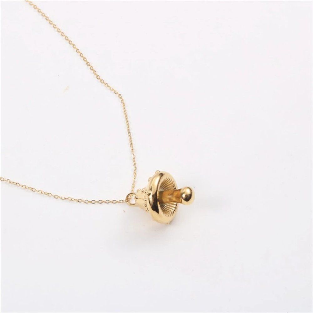 18K Gold Plated Mushroom Pendant Chain Necklace Christmas Gift For Her - Picture 6 of 6